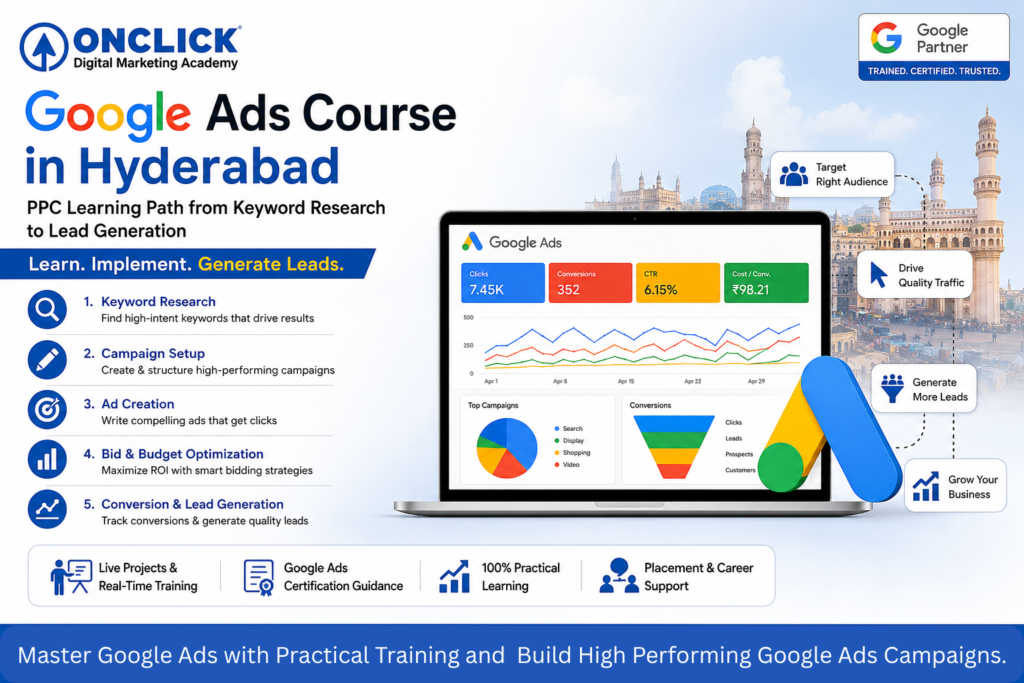 Google Ads Course in Hyderabad with Practical Training at Onclick Digital Marketing Academ